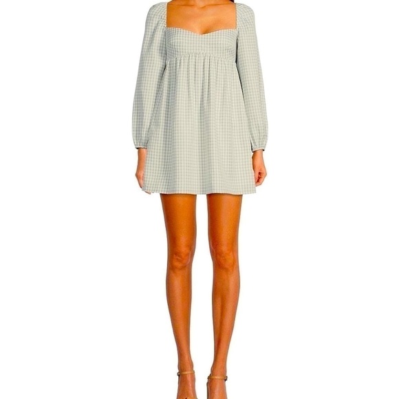 Gianni Bini Sz 8 Green Checked Baby Doll w/
Sweetheart neckline Dress NWT - Picture 1 of 12